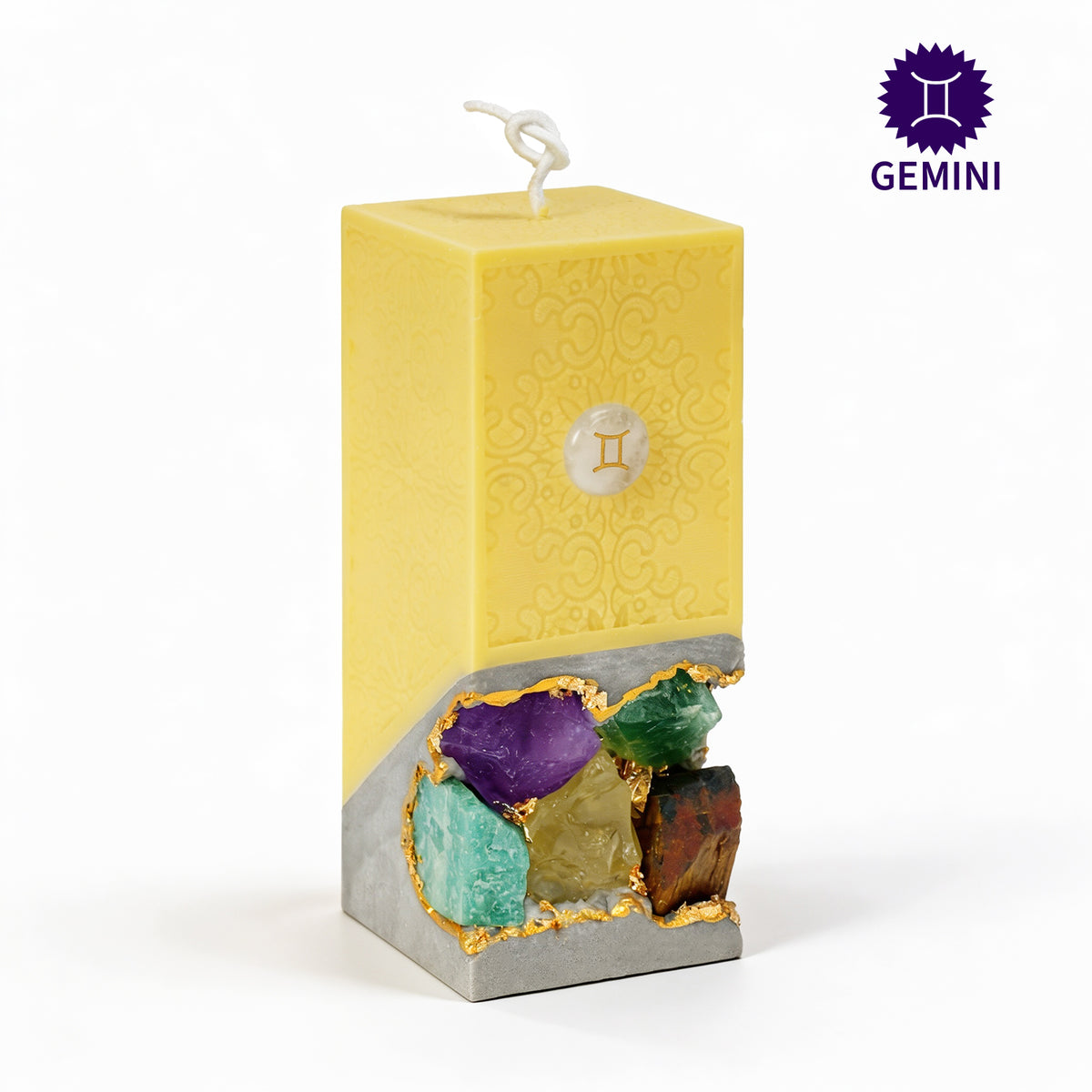 Gemini Crystal Infused Scented Candle, Meditation Healing Gift, Custom Personalized